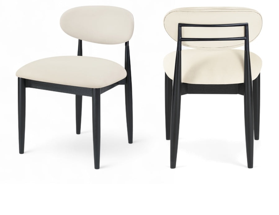 Riccio Vegan Leather Upholstered Dining Side Chair - Black Frame