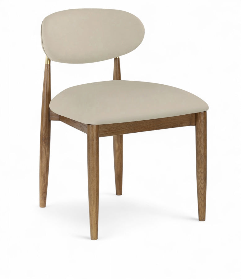 Riccio Vegan Leather Upholstered Dining Side Chair - Walnut Finish