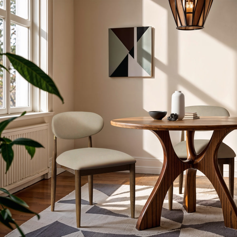 Riccio Vegan Leather Upholstered Dining Side Chair - Walnut Finish