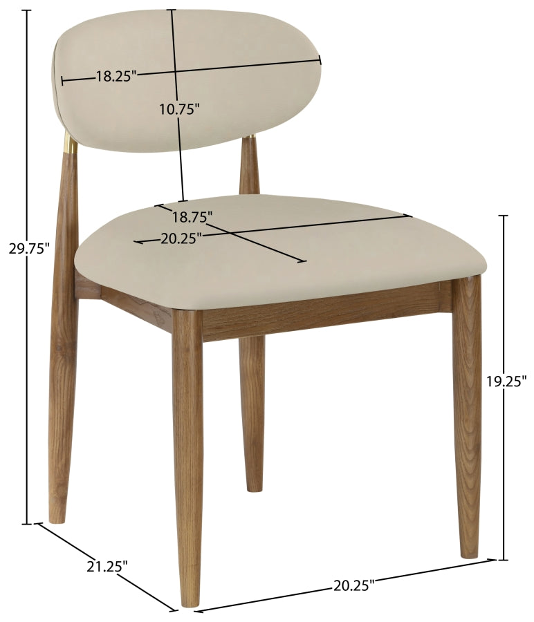 Riccio Vegan Leather Upholstered Dining Side Chair - Walnut Finish