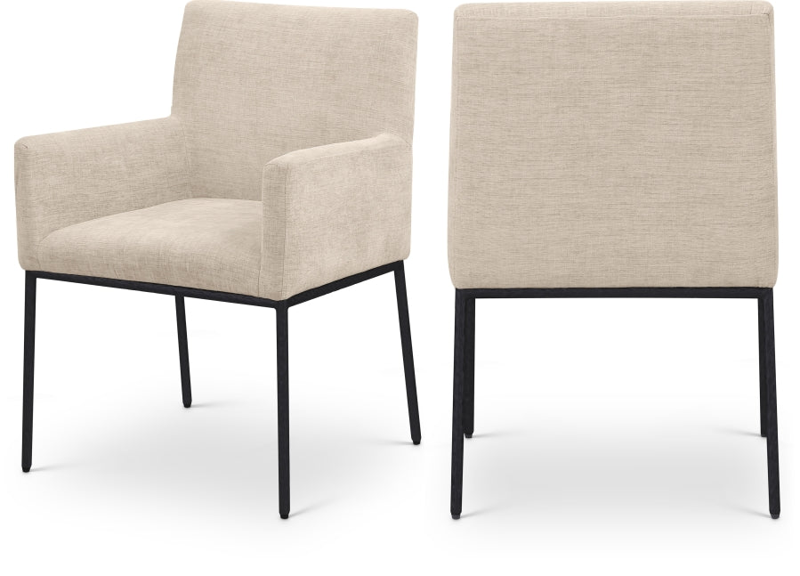 Reeves Chenille Fabric Upholstered Dining Arm Chair