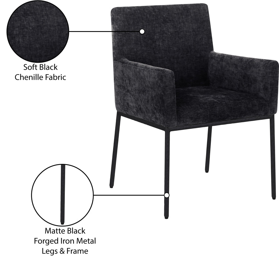 Reeves Chenille Fabric Upholstered Dining Arm Chair
