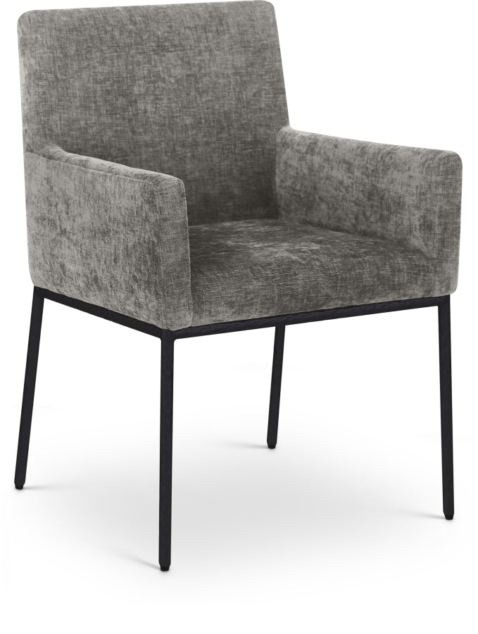 Reeves Chenille Fabric Upholstered Dining Arm Chair