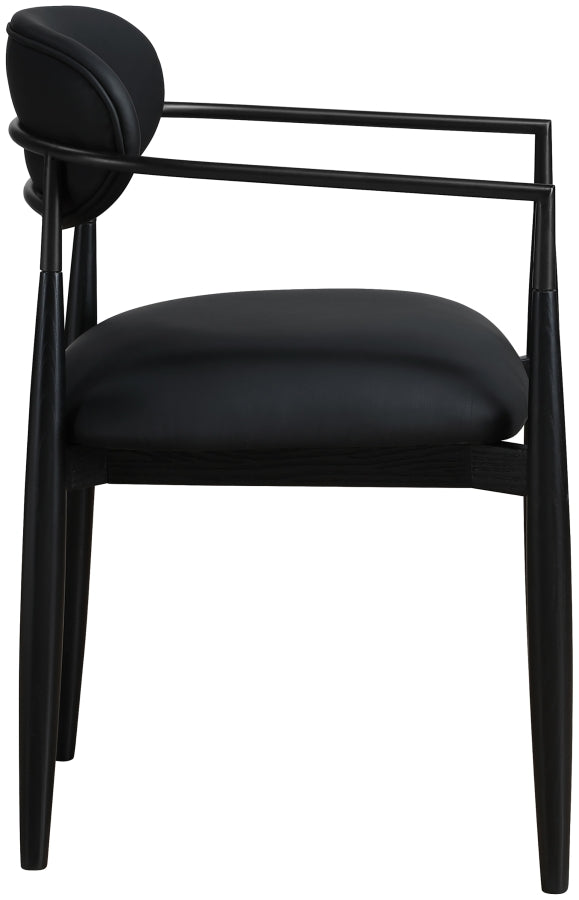 Riccio Vegan Leather Upholstered Dining Arm Chair - Black Frame