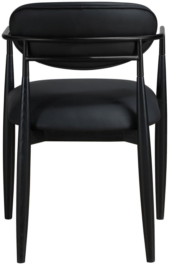 Riccio Vegan Leather Upholstered Dining Arm Chair - Black Frame