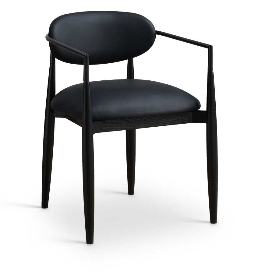 Riccio Vegan Leather Upholstered Dining Arm Chair - Black Frame