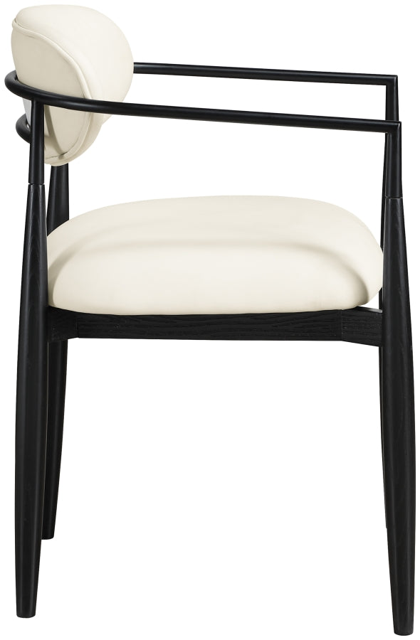 Riccio Vegan Leather Upholstered Dining Arm Chair - Black Frame