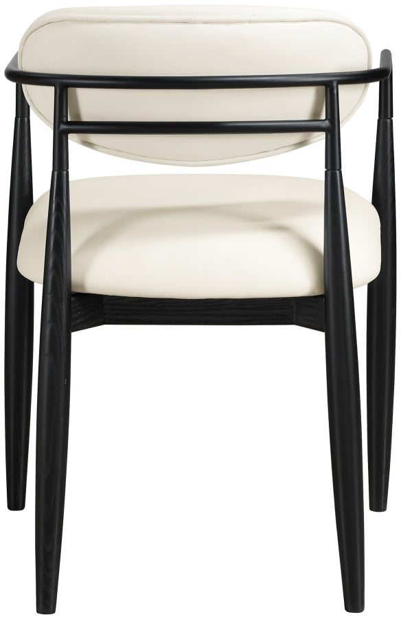 Riccio Vegan Leather Upholstered Dining Arm Chair - Black Frame