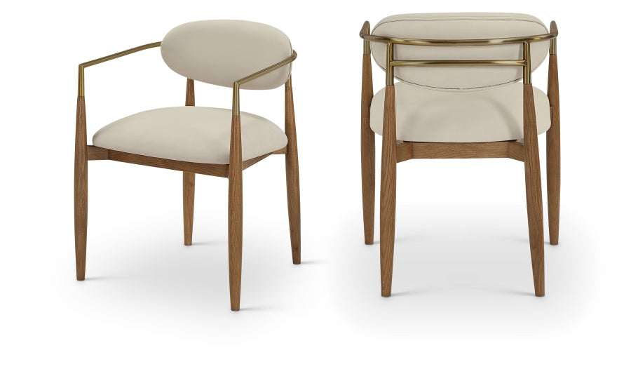 Riccio Vegan Leather Upholstered Dining Arm Chair - Walnut Finish