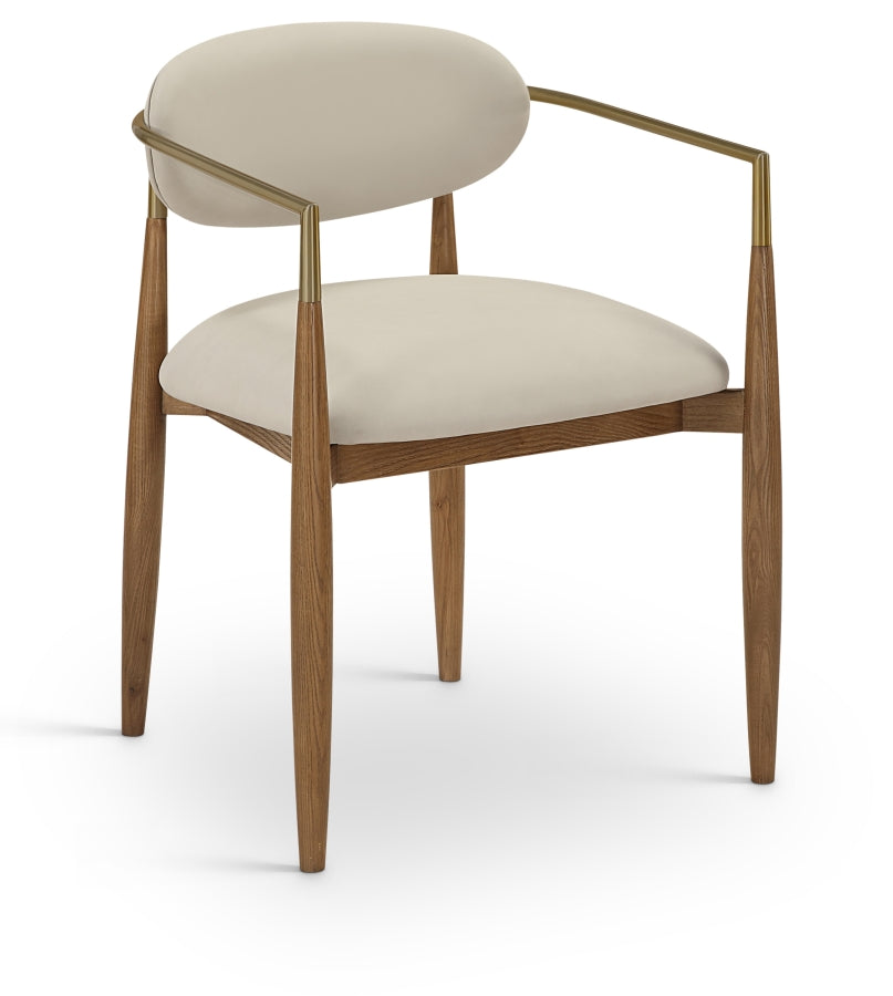 Riccio Vegan Leather Upholstered Dining Arm Chair - Walnut Finish