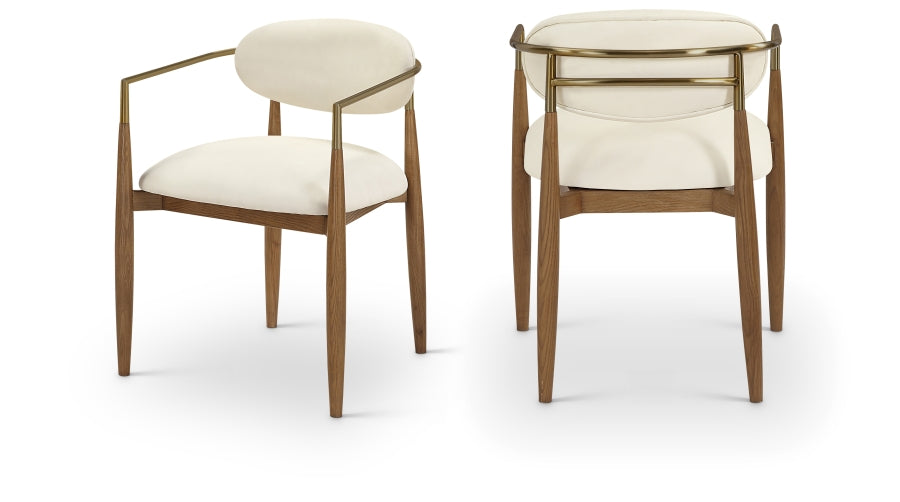 Riccio Vegan Leather Upholstered Dining Arm Chair - Walnut Finish