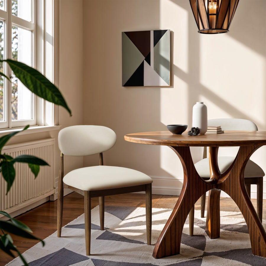 Riccio Vegan Leather Upholstered Dining Side Chair - Walnut Finish