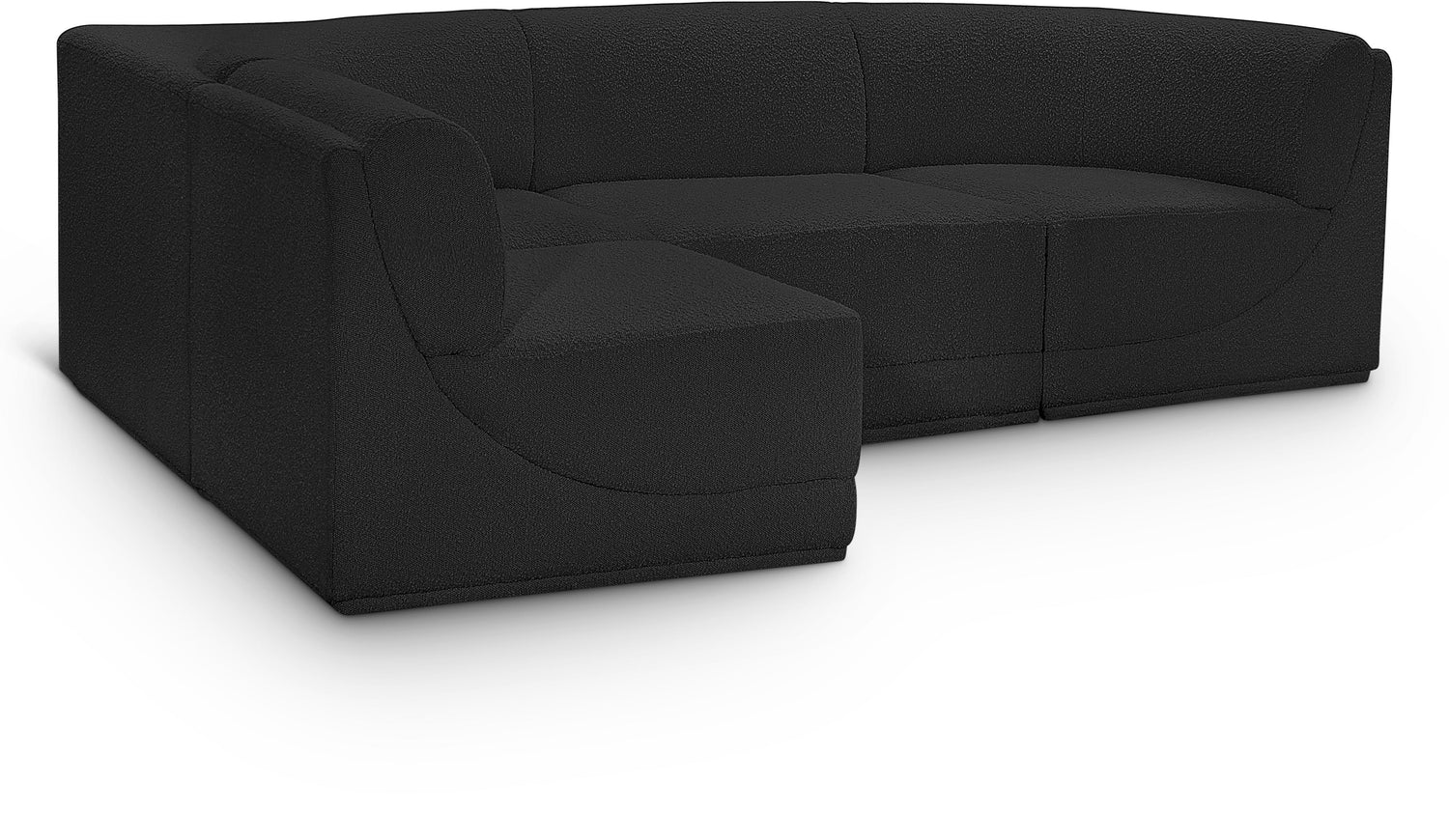 Ollie Black Boucle Fabric Modular Sectional