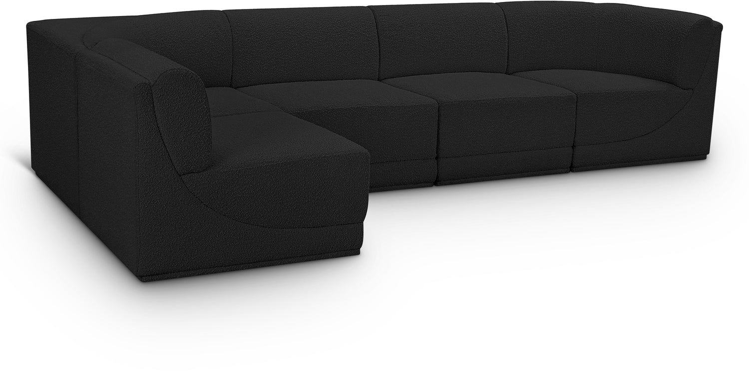 Ollie Black Boucle Fabric Modular Sectional