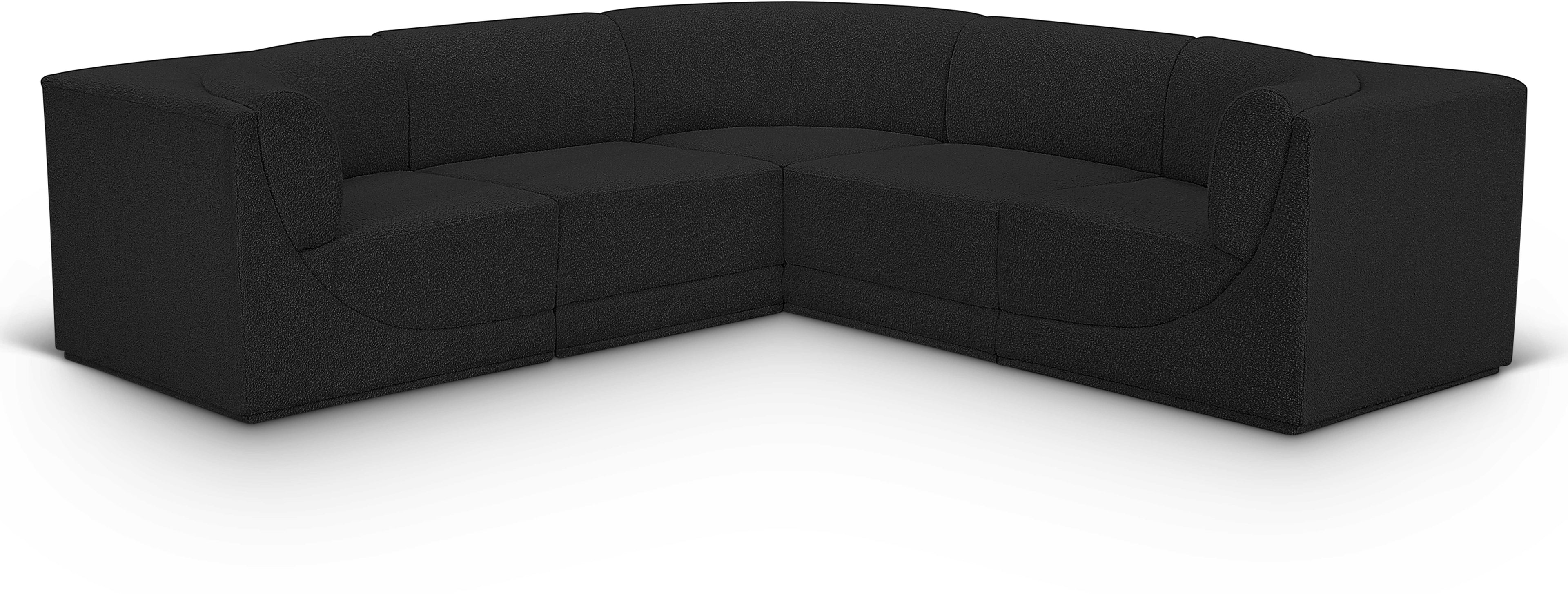 Ollie Black Boucle Fabric Modular Sectional