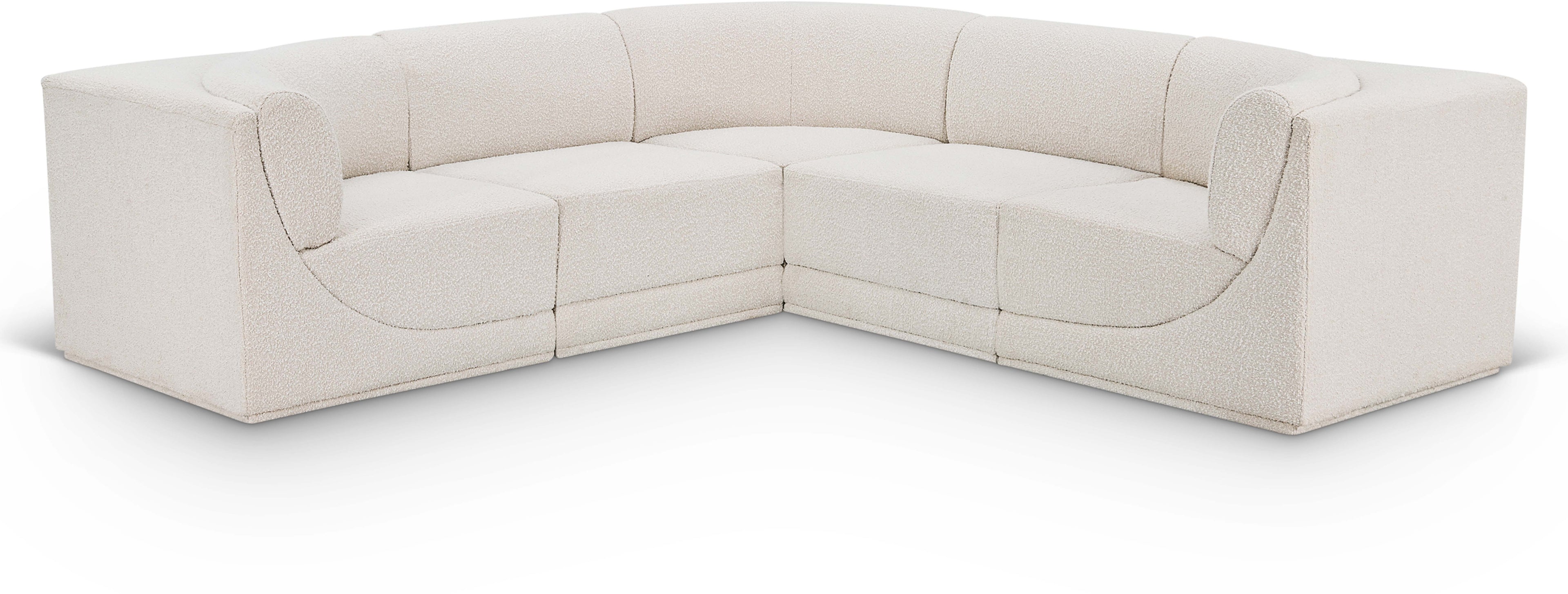 Ollie Cream Boucle Fabric Modular Sectional