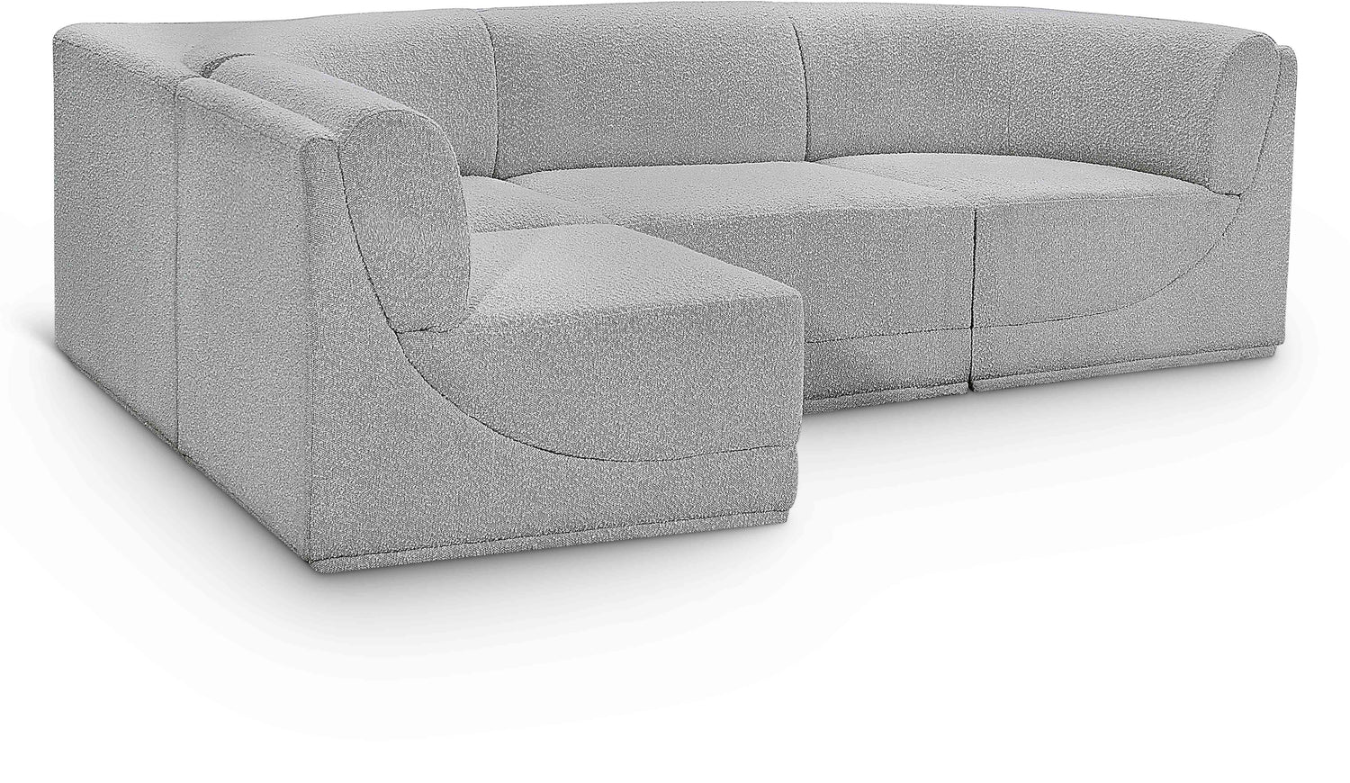 Ollie Grey Boucle Fabric Modular Sectional