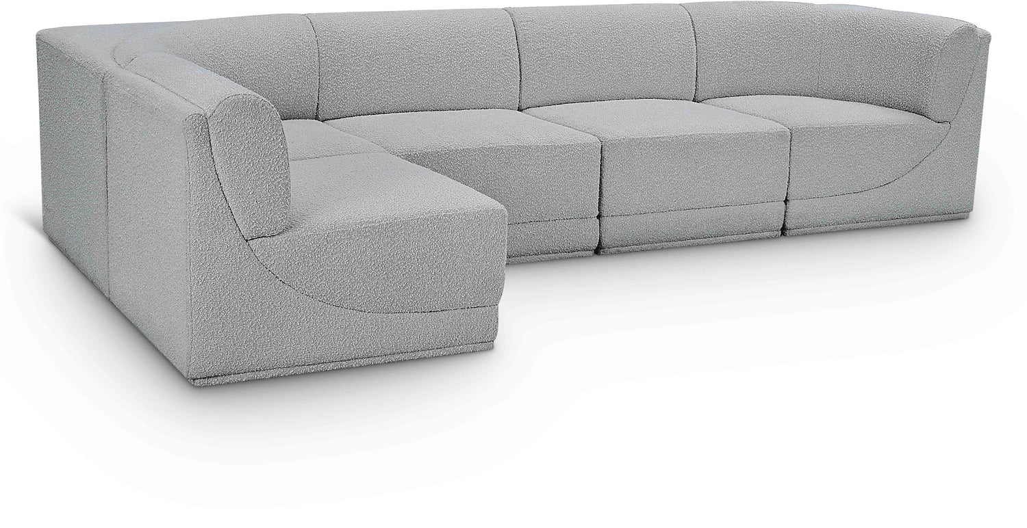 Ollie Grey Boucle Fabric Modular Sectional