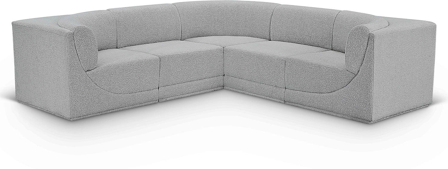 Ollie Grey Boucle Fabric Modular Sectional