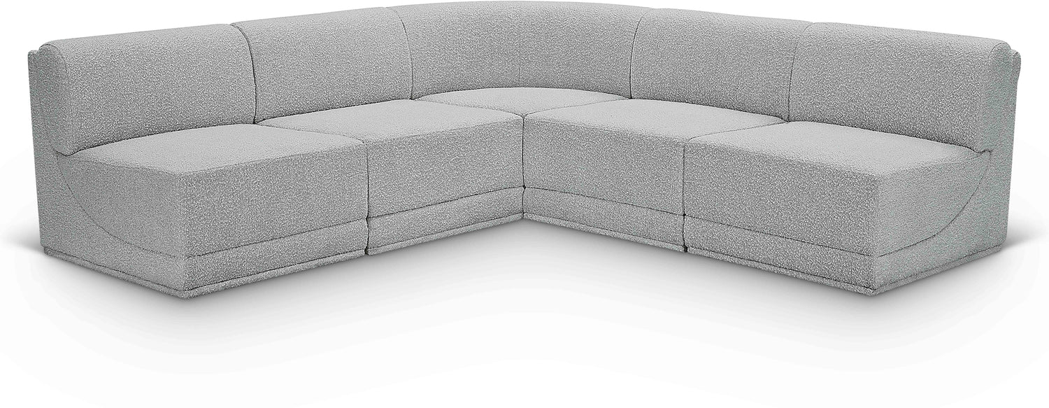 Ollie Grey Boucle Fabric Modular Sectional