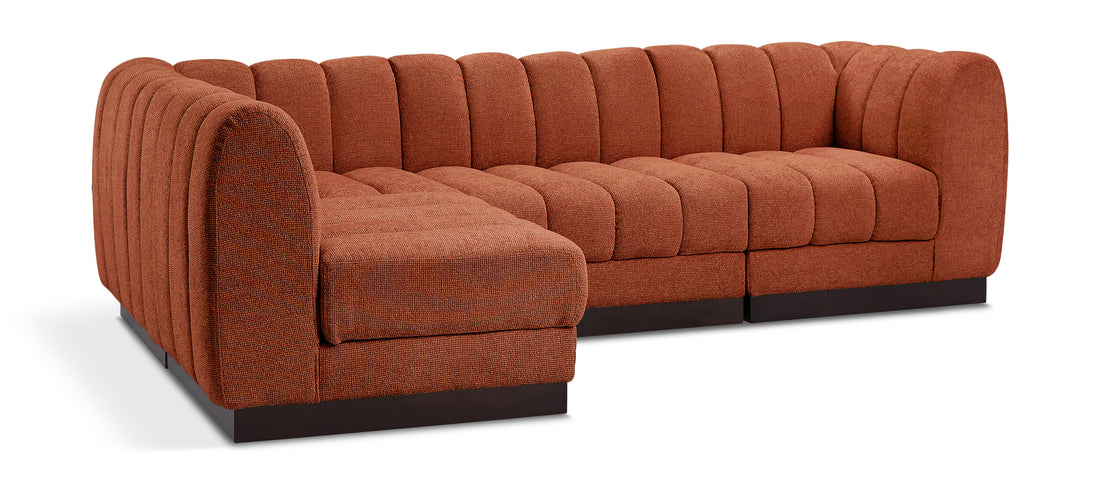 Quinn Cognac Chenille Fabric Modular Sectional