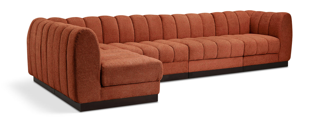 Quinn Cognac Chenille Fabric Modular Sectional