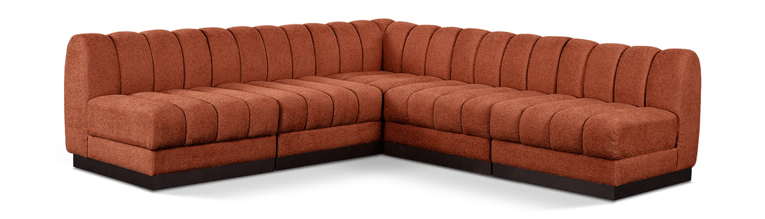 Quinn Cognac Chenille Fabric Modular Sectional