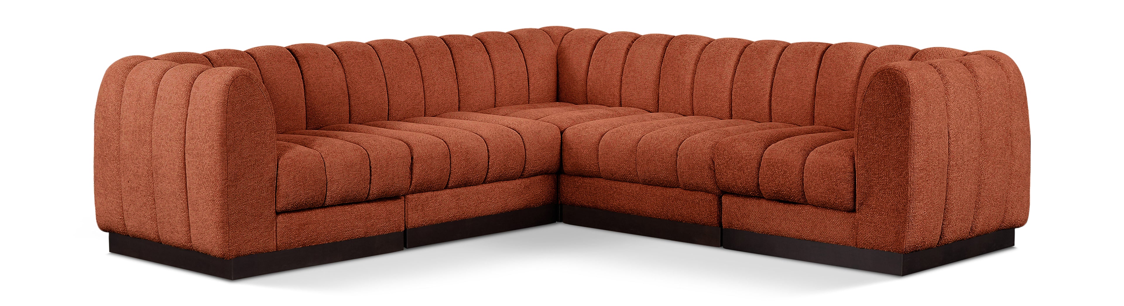 Quinn Cognac Chenille Fabric Modular Sectional