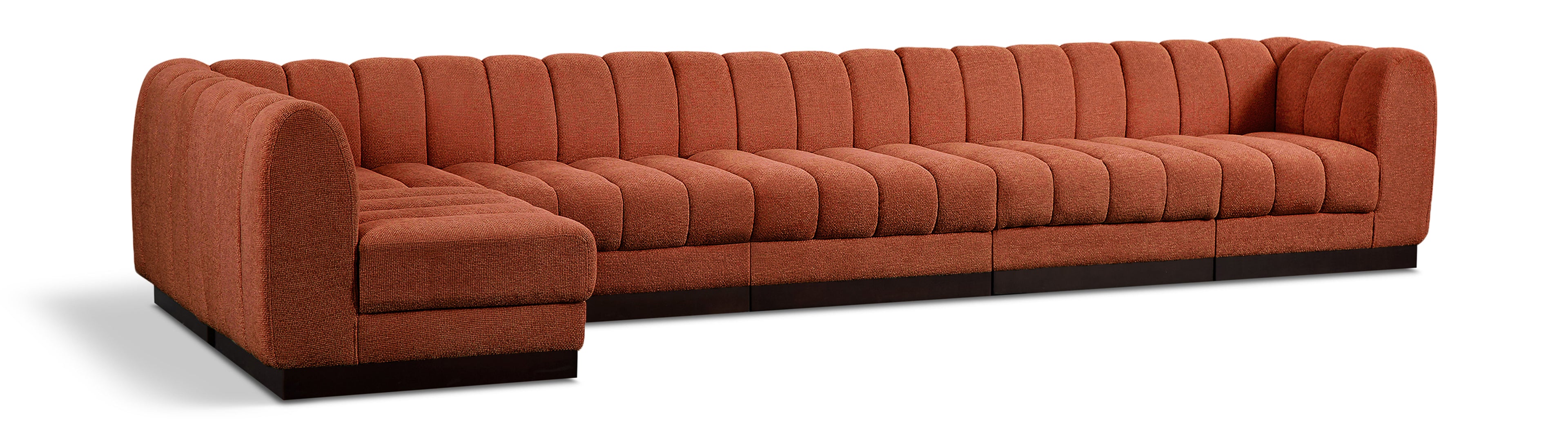 Quinn Cognac Chenille Fabric Modular Sectional