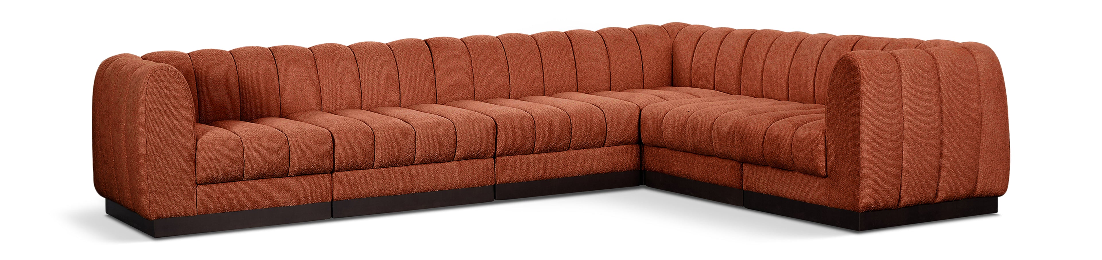 Quinn Cognac Chenille Fabric Modular Sectional