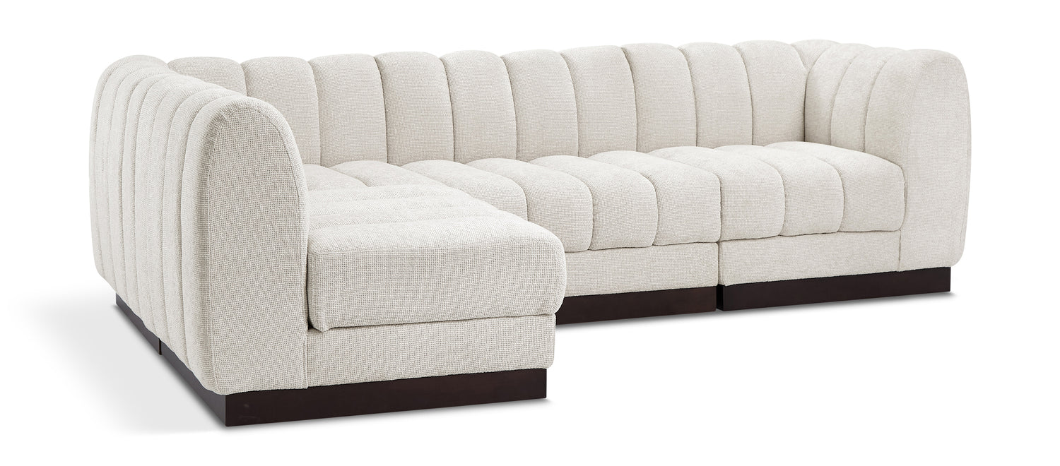 Quinn Cream Chenille Fabric Modular Sectional