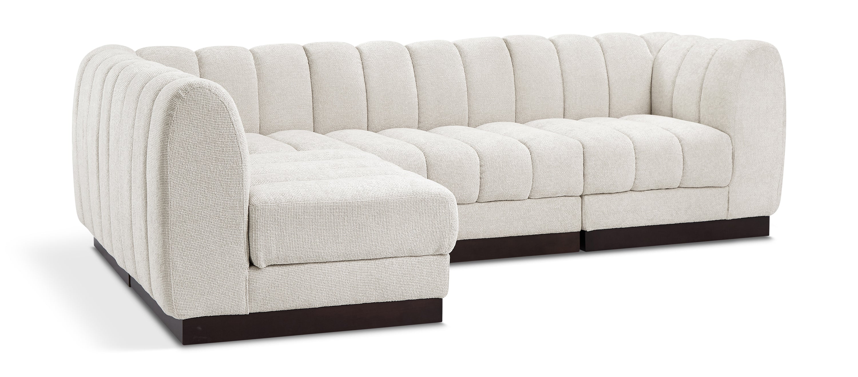 Quinn Cream Chenille Fabric Modular Sectional