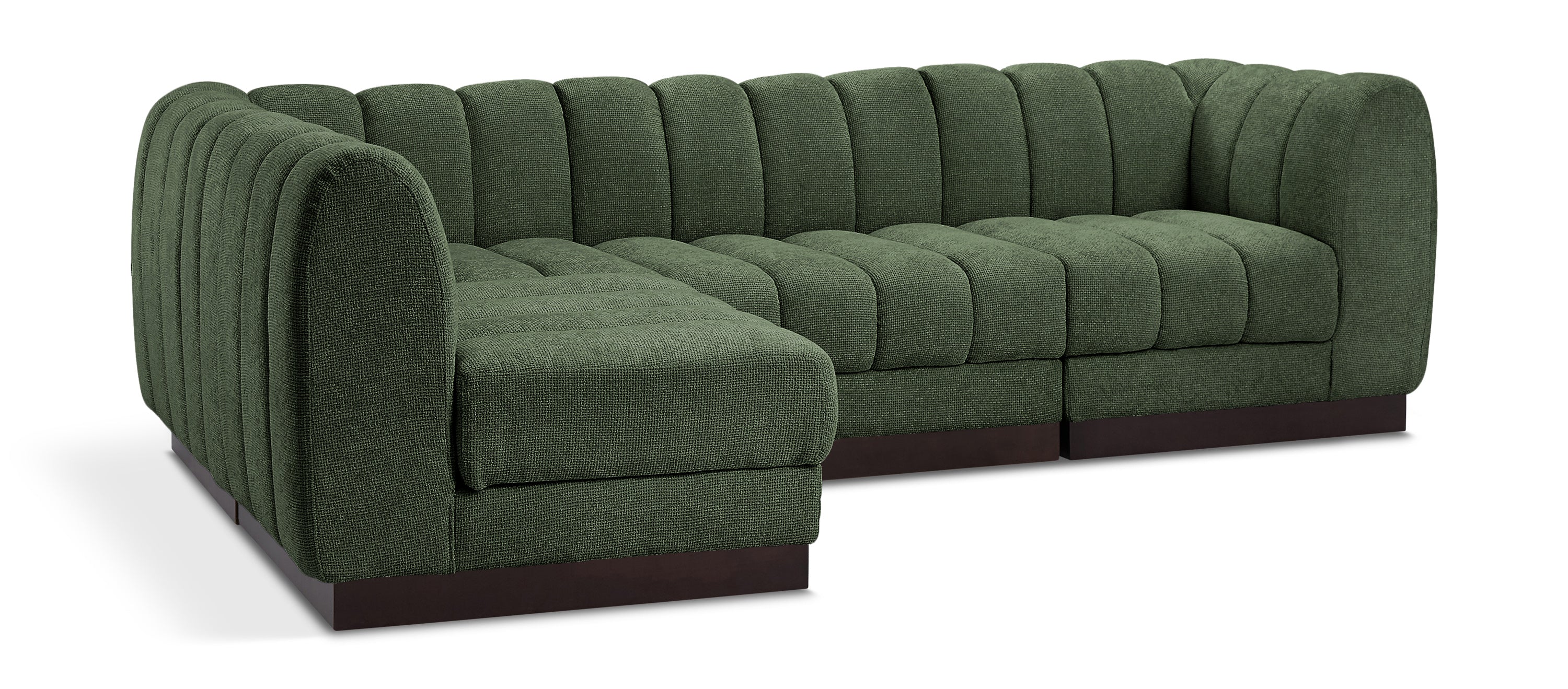 Quinn Green Chenille Fabric Modular Sectional