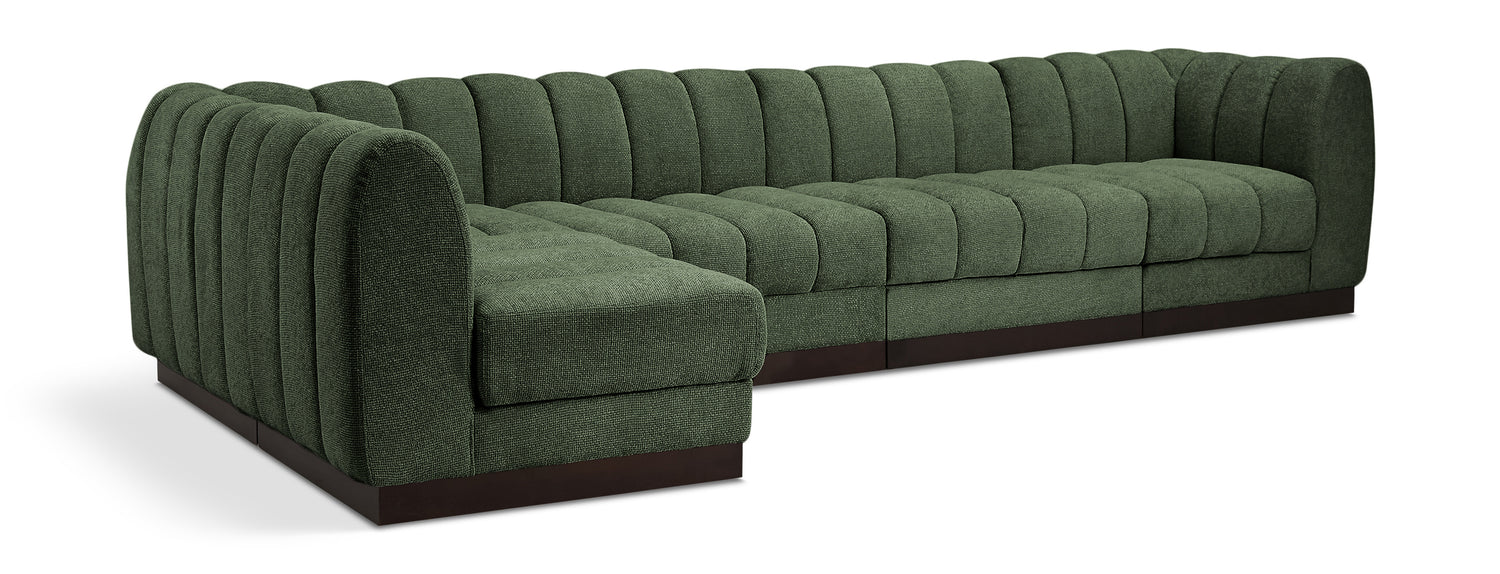 Quinn Green Chenille Fabric Modular Sectional