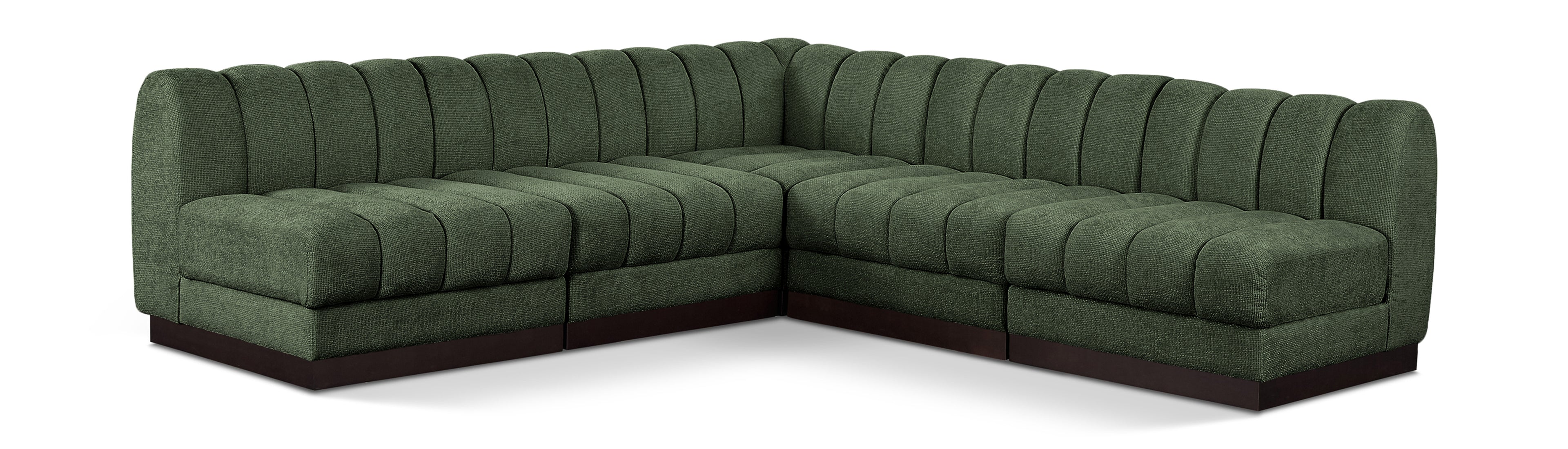 Quinn Green Chenille Fabric Modular Sectional