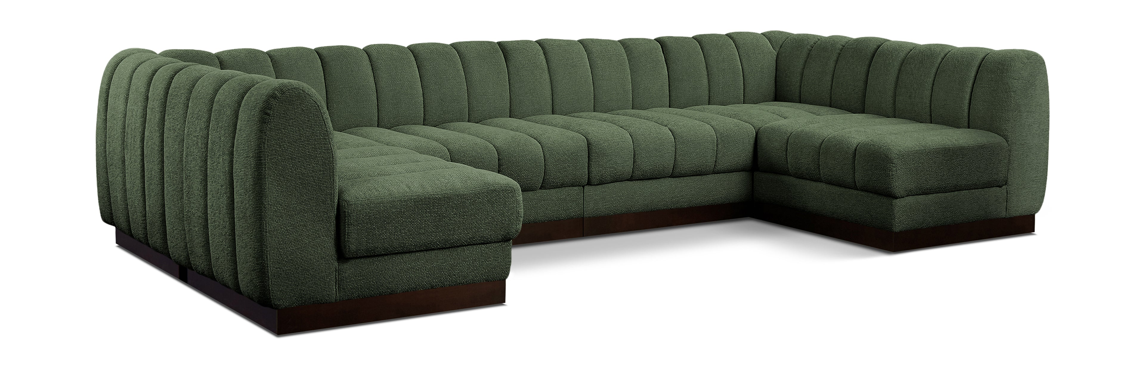 Quinn Green Chenille Fabric Modular Sectional