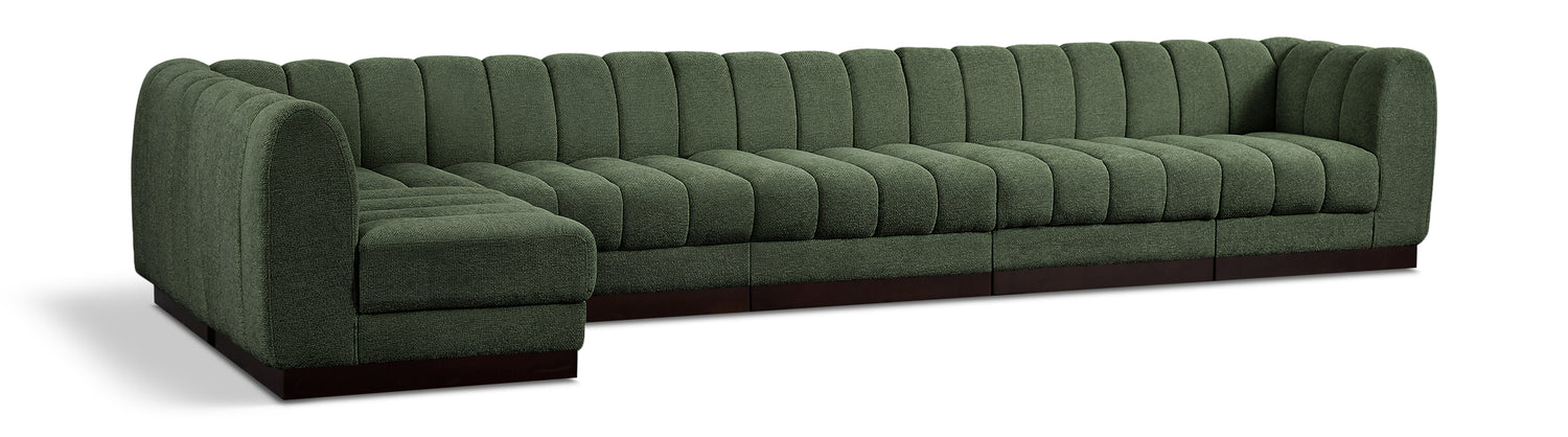 Quinn Green Chenille Fabric Modular Sectional