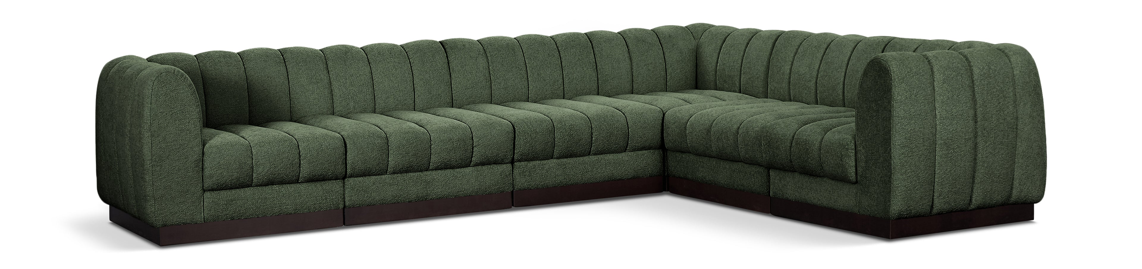 Quinn Green Chenille Fabric Modular Sectional