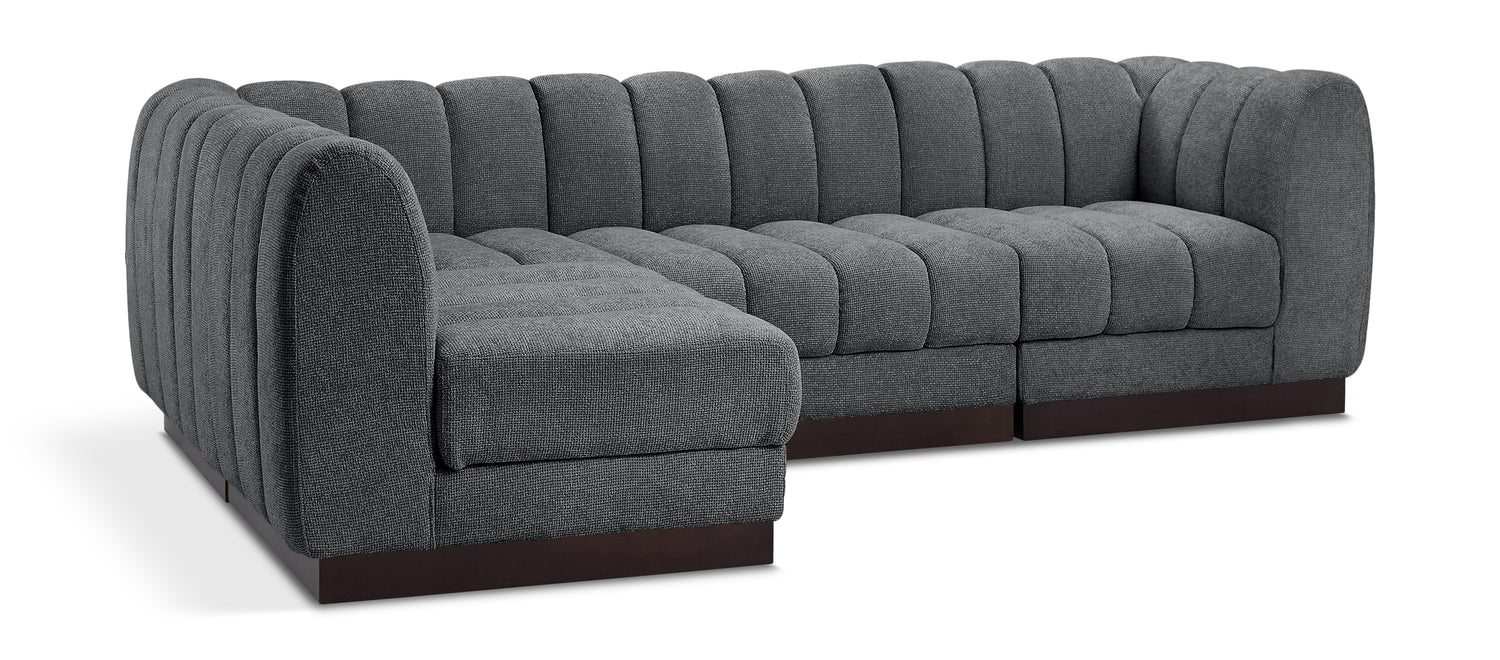 Quinn Grey Chenille Fabric Modular Sectional