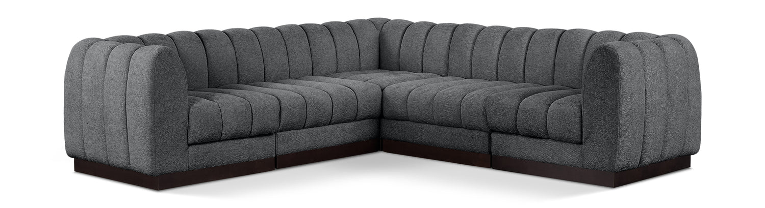 Quinn Grey Chenille Fabric Modular Sectional