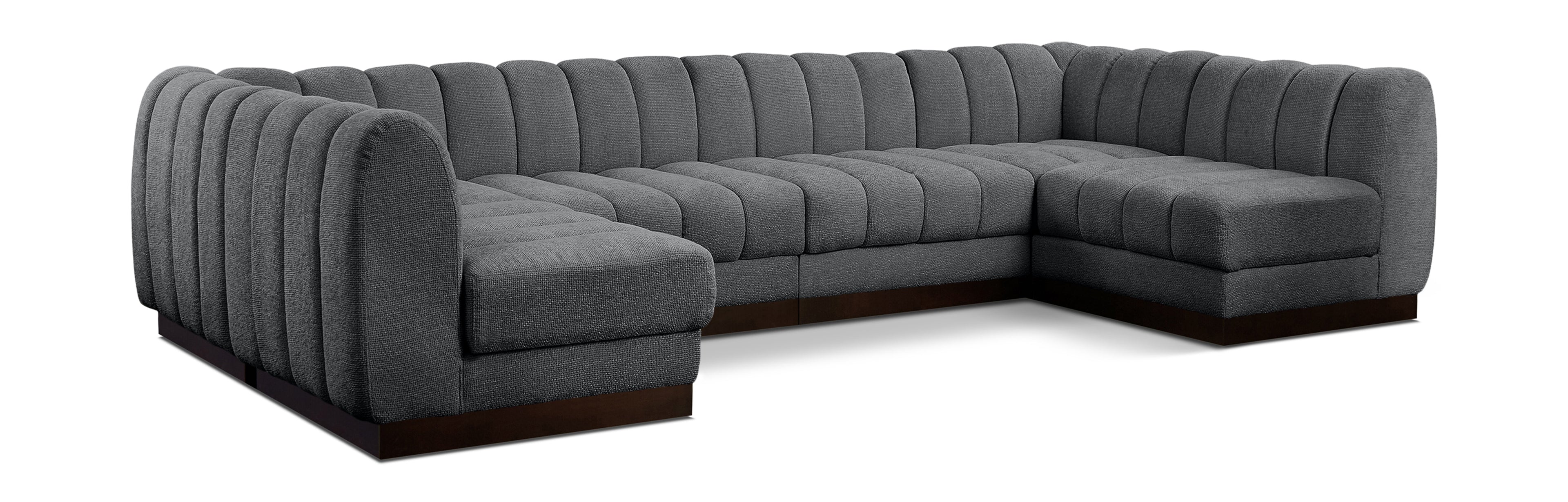 Quinn Grey Chenille Fabric Modular Sectional