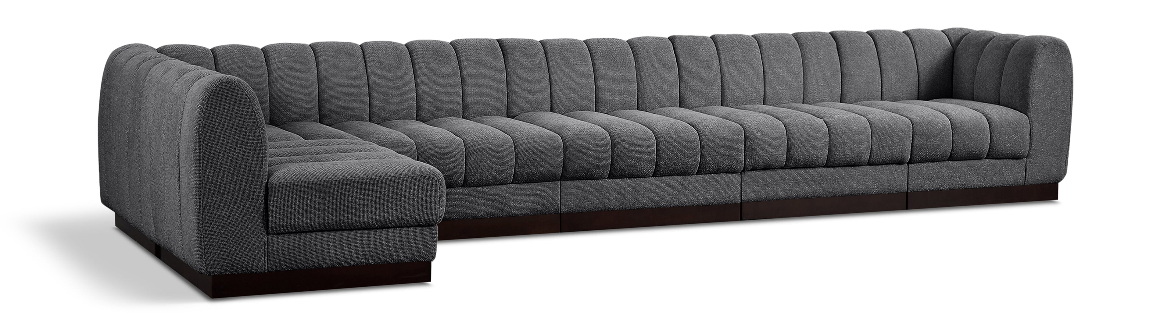 Quinn Grey Chenille Fabric Modular Sectional