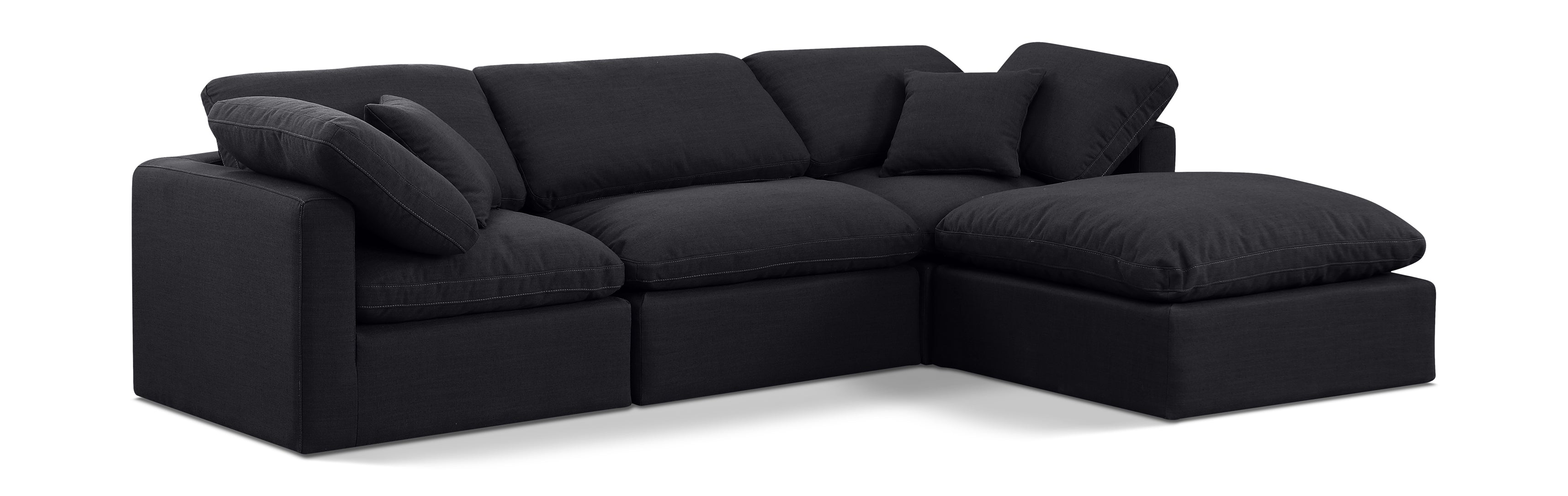 Indulge Black Linen Textured Fabric Modular Sectional