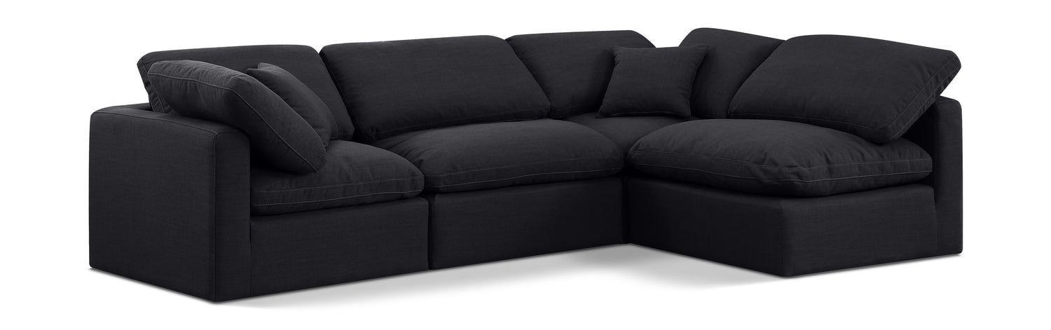 Indulge Black Linen Textured Fabric Modular Sectional