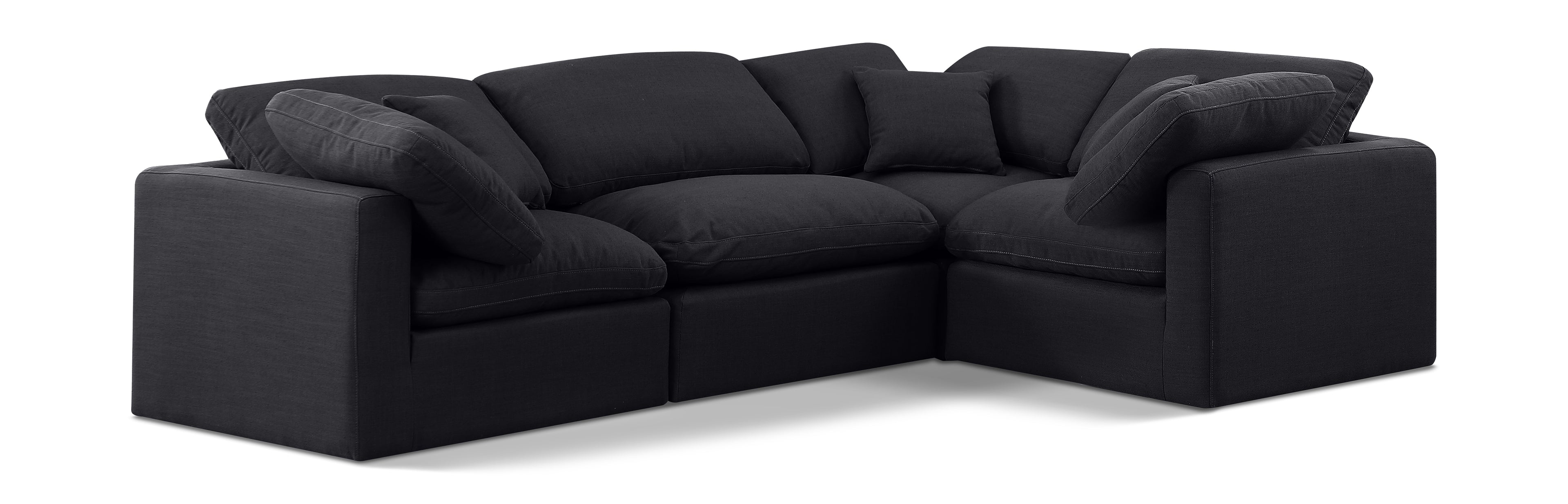 Indulge Black Linen Textured Fabric Modular Sectional