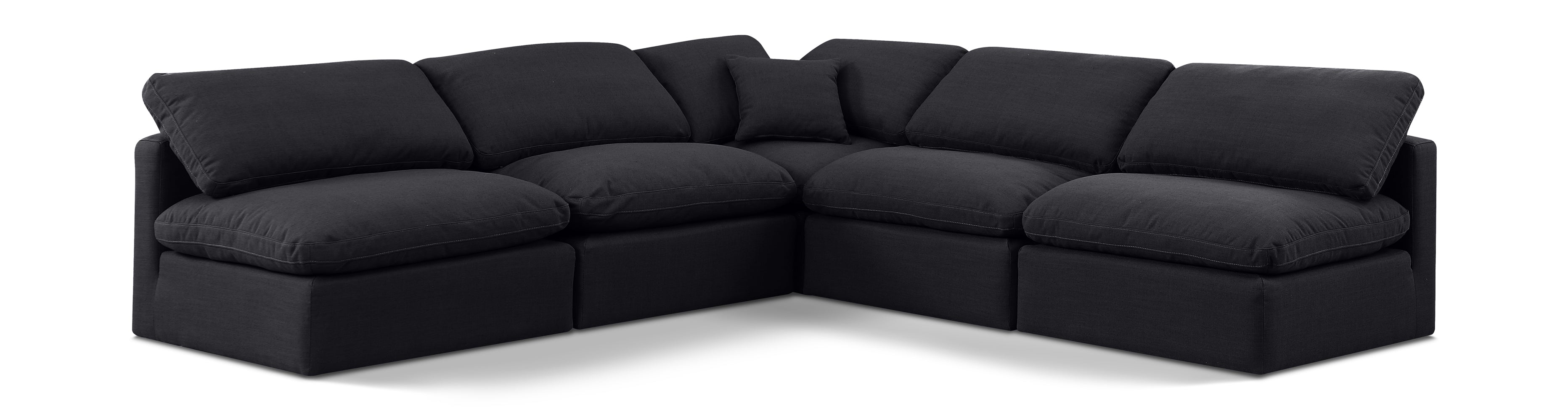 Indulge Black Linen Textured Fabric Modular Sectional