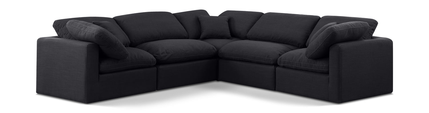 Indulge Black Linen Textured Fabric Modular Sectional