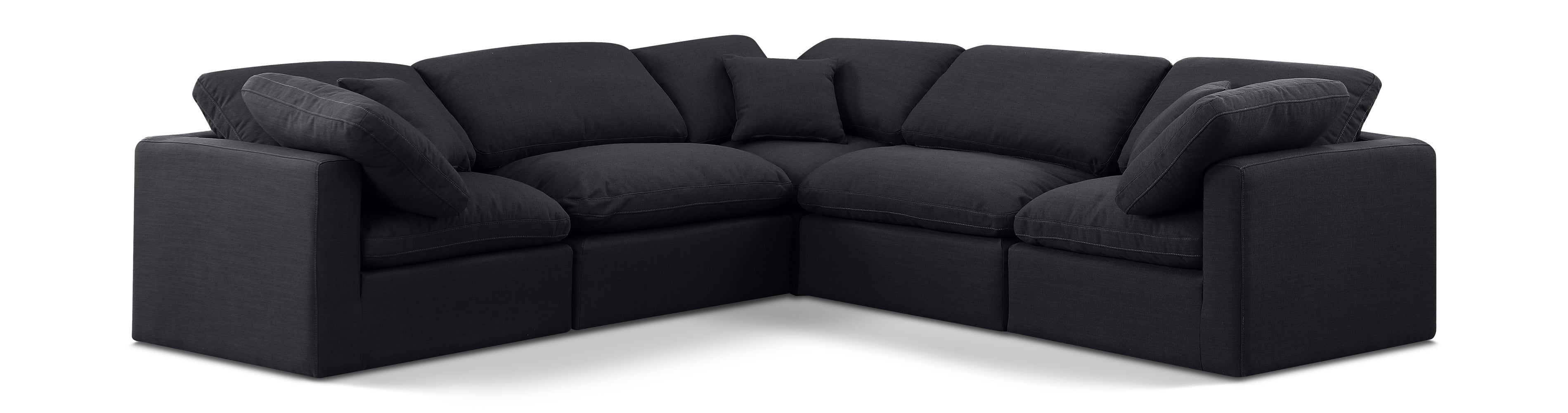 Indulge Black Linen Textured Fabric Modular Sectional