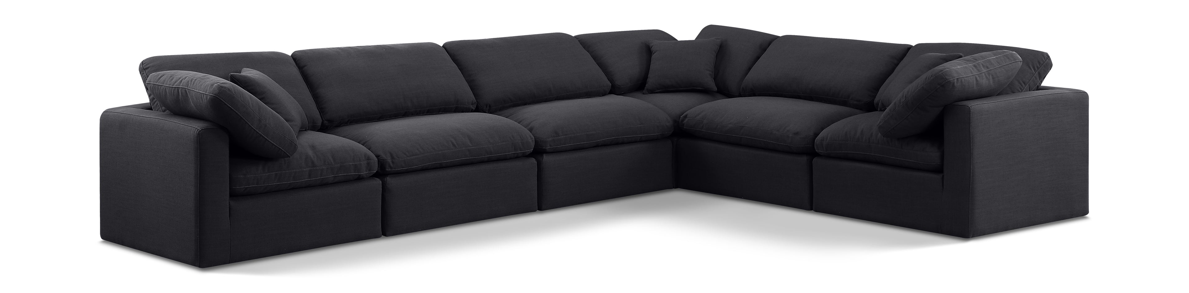 Indulge Black Linen Textured Fabric Modular Sectional