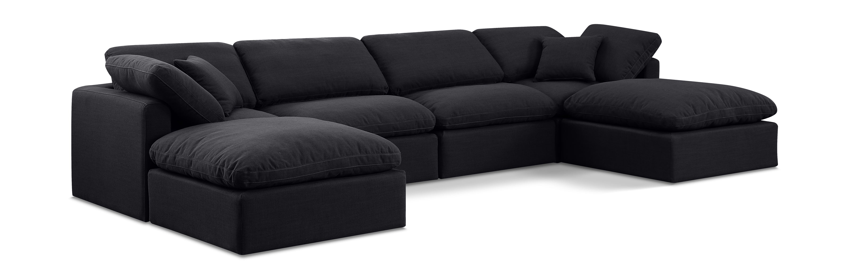 Indulge Black Linen Textured Fabric Modular Sectional